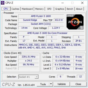 AMD Ryzen R5 1600 CPU Z