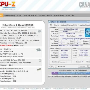 Korrigierte CPU-Z Validierung
mit dem Q9650
