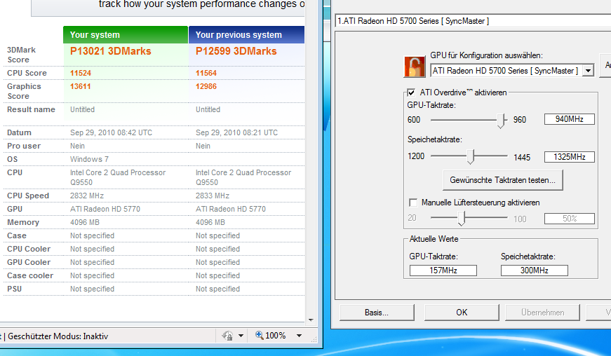 CF mit 5770, Graka OC, W7 32 bit