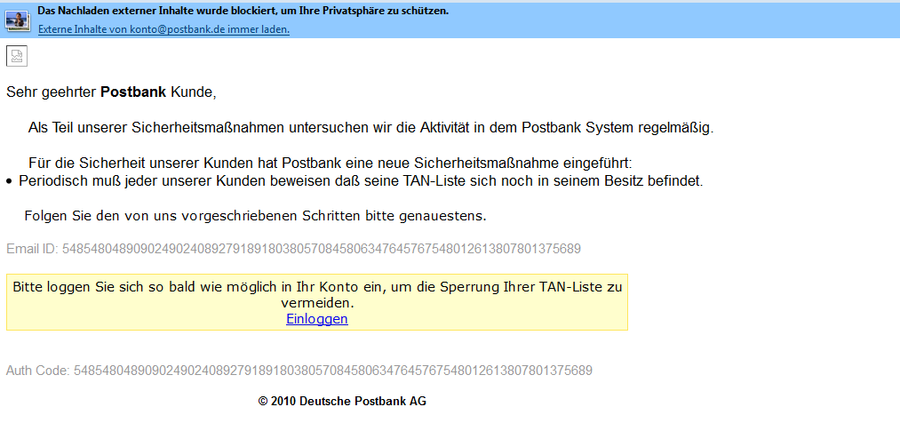 Postbank Pishing 1